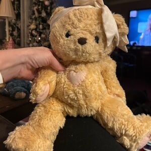 Adorable Tan Cherished Teddies Plush Bear with Cream Bow Vintage